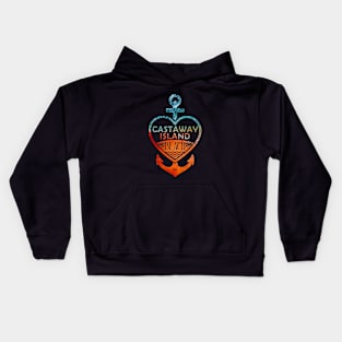 Castaway Island Beach, Fiji, Sandy Heart Ship Anchor Kids Hoodie